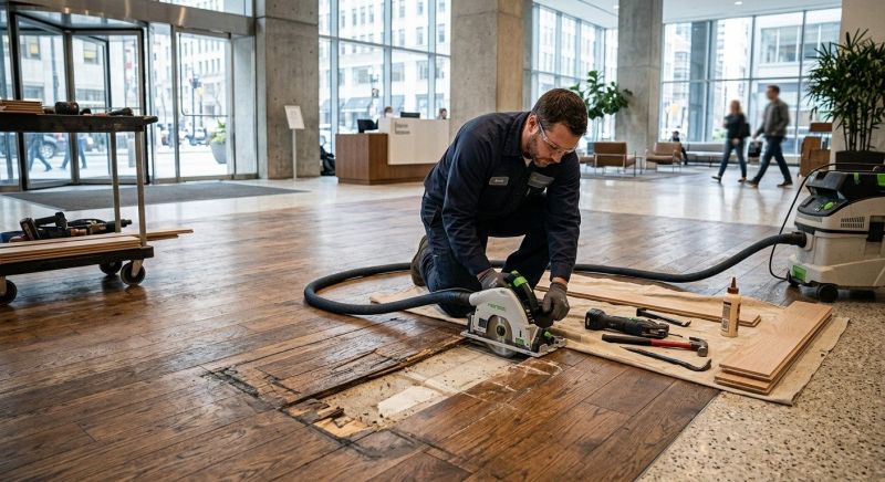 Our team working on Wood Floor Service projects in Greenville, TX